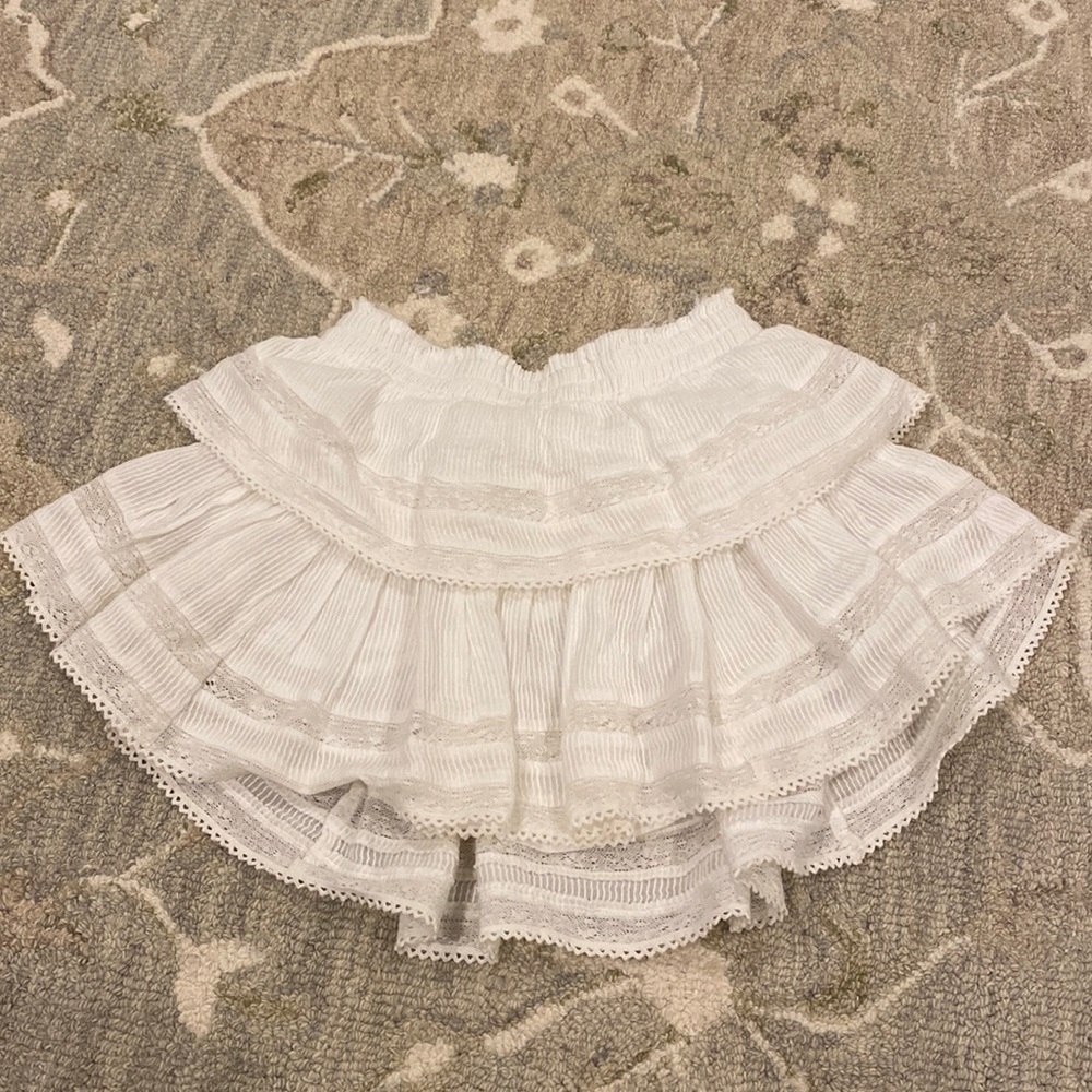 LoveShackFancy women’s ruffle mini skirt.